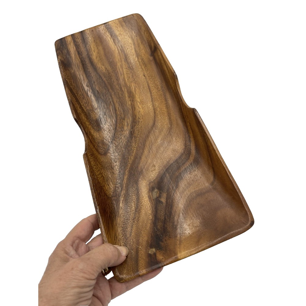 Mid Century Vintage Rectangle Wooden Bowl Tray 15" x 6.5"